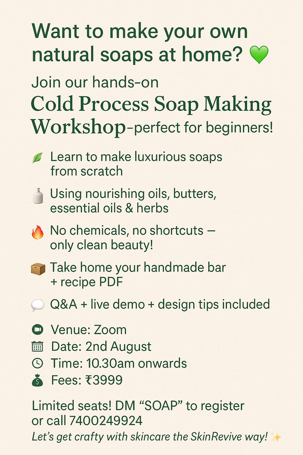 Cold Process Soap Making Workshop